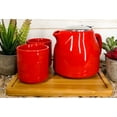 thumbnail image 1 of Bright Red Contemporary Ceramic 20oz Tea Pot With 2 Cups And Bamboo Tray Set, 1 of 7