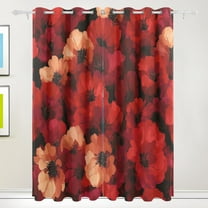 Bright Red Flowers Blackout Curtains for Living Room Bedroom 55W x 72/84L Insulated Window Drapes 2 Panels