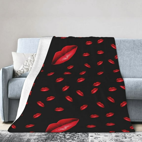 Bright Red Lips Blanket Gifts For Kids Adults - Lightweight Throw Blanket For Bedroom Living Room Decor Soft Fuzzy Fleece Cozy Plush Bed Couch 50"X40"