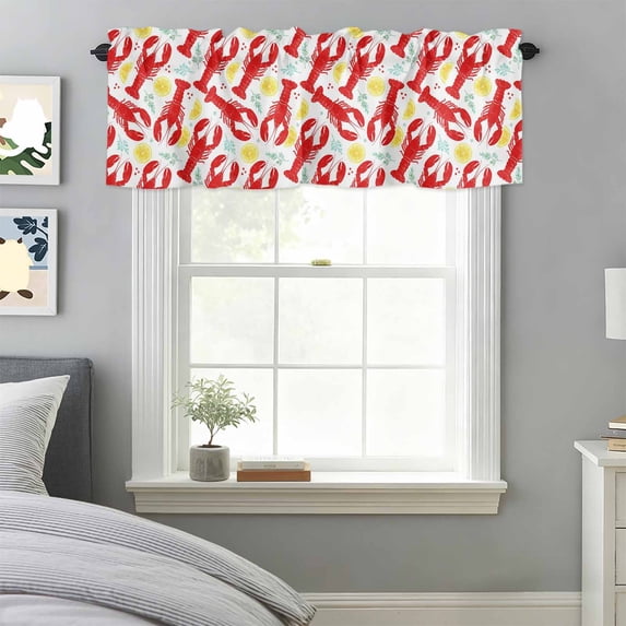 Bright Red Lobster Valances for Windows,Kitchen Valance Rod Pocket ...