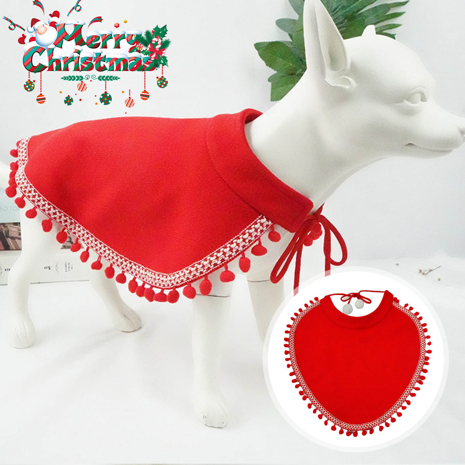 Bright Red Pet Cloak Breathable Cosplay Cape Costume for Christmas