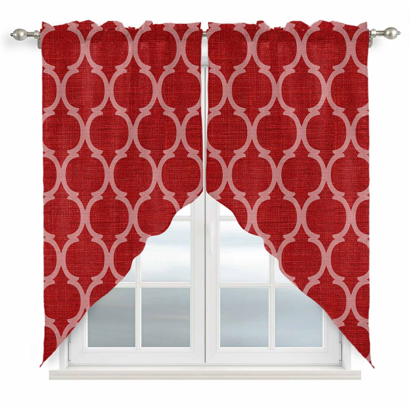 Bright Red Plaid Swag Valances for Windows 2 Pack Retro Country ...