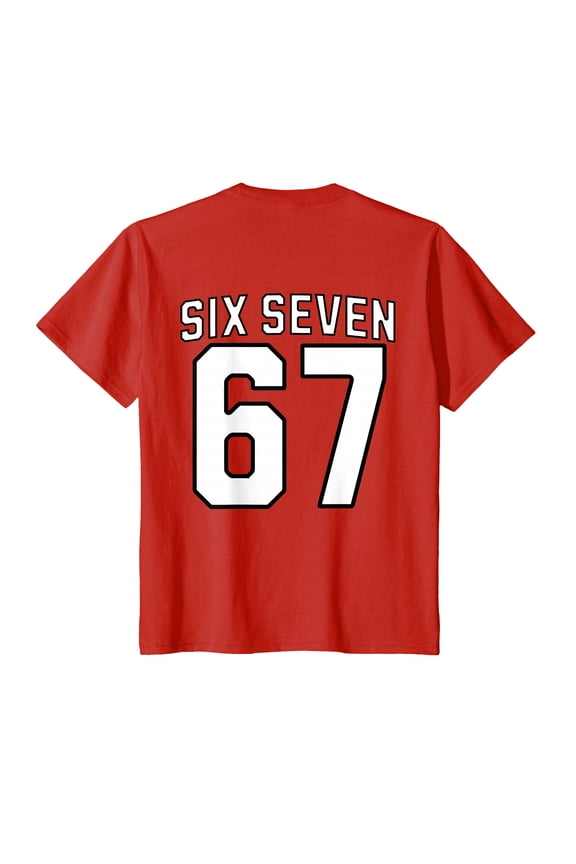 Bright Red Six Seven Meme 67 Sports Jersey T-Shirt for Active Wear and Fun
