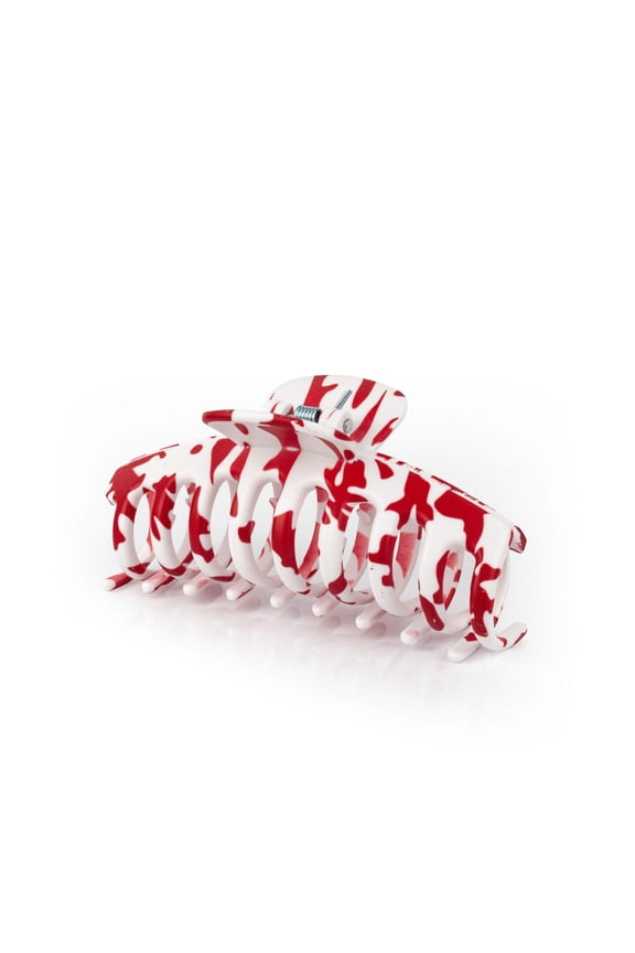 Bright Red  White Hair Clip (2 pack)