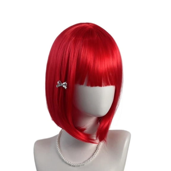 Bright Red Wig for Women, Natural-Looking Cosplay Hair for Halloween, Costume Party & Daily Wear