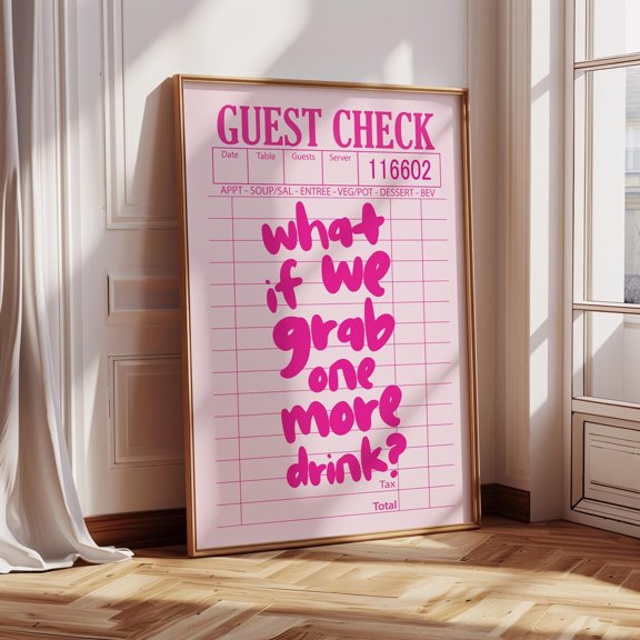 Bright Rose Guest Check Bar Cart Decorative Interior Home Wall Art Poster