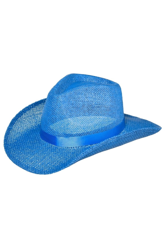 Bright Royal Blue Straw Cowboy Hat Adult Size Fits Most