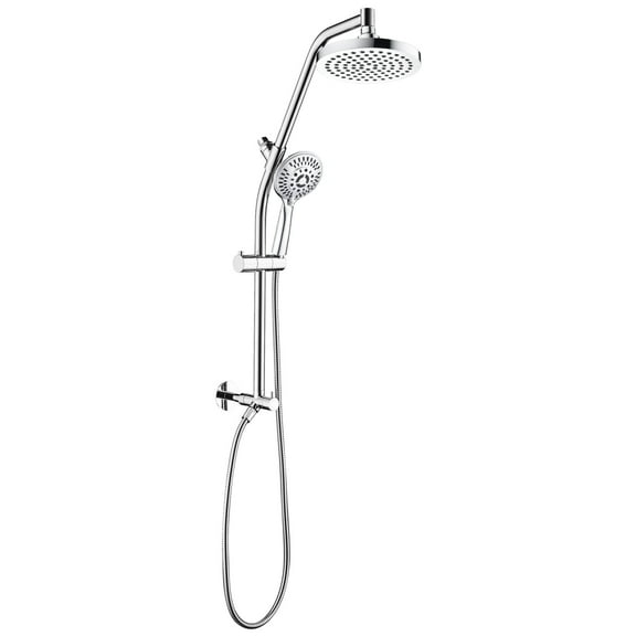 Bright Showers Rain Shower Heads System Solid Brass Sliding Bar with Height Adjustable High Pressure Handheld Shower Head, No Drilling Installation Option Provided