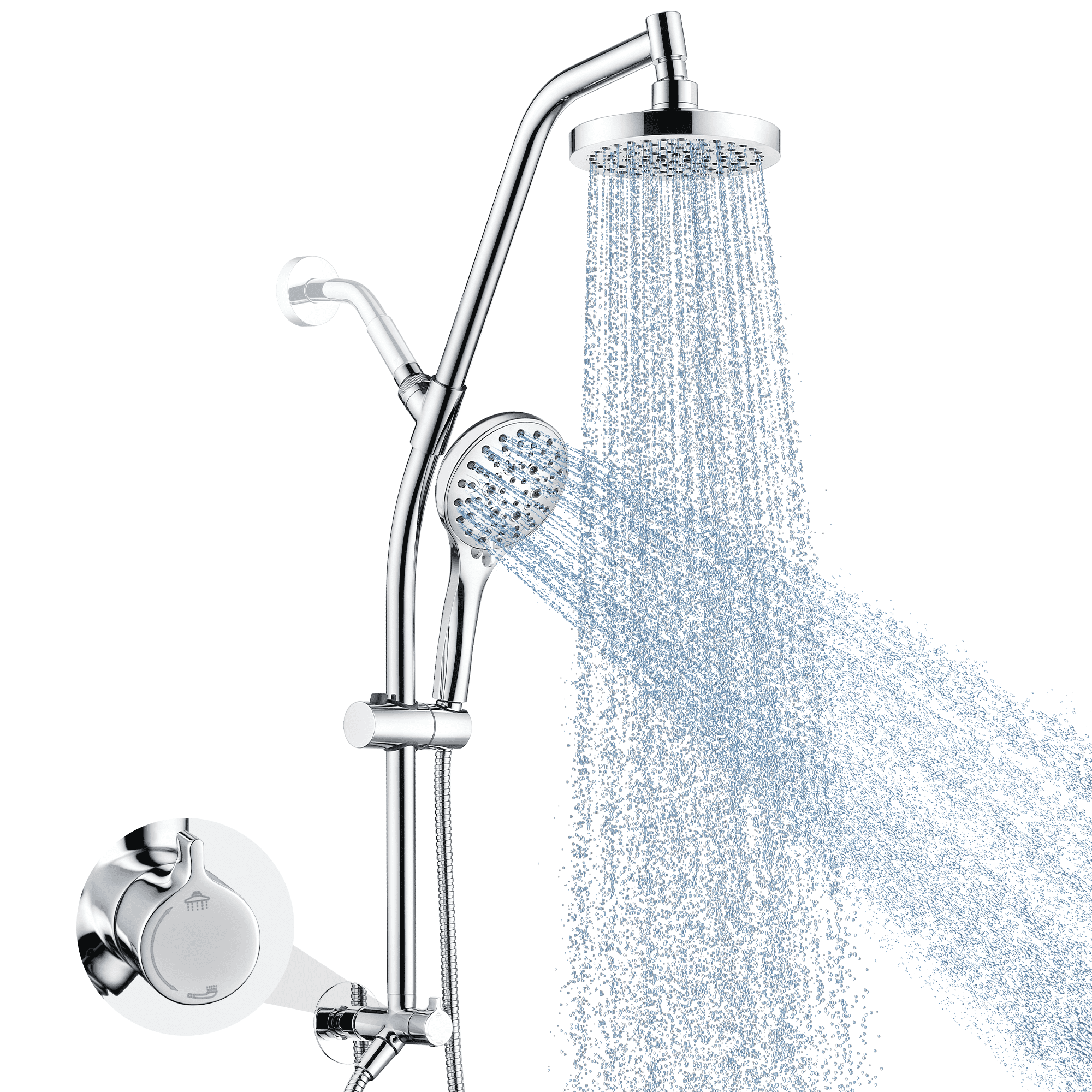 Bright Showers Rain Shower Heads System Solid Brass Sliding Bar with ...