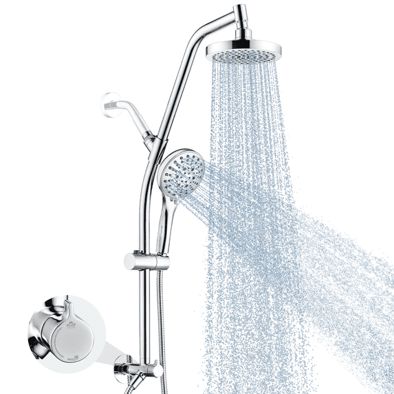 Bright Showers Rain Shower Heads System Solid Brass Sliding Bar with ...