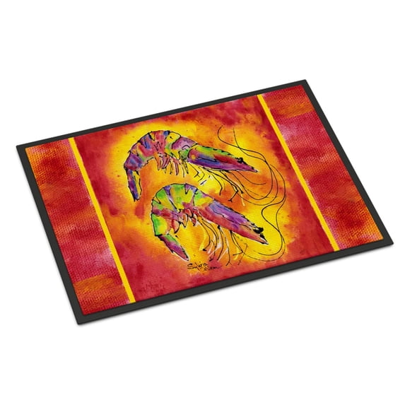 Bright Shrimp on Red Door Mat