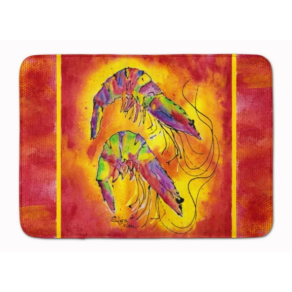 Bright Shrimp on Red Machine Washable Memory Foam Mat