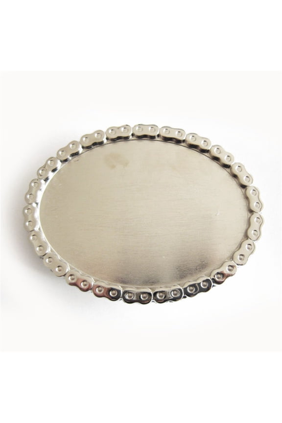 Bright Silver Oval Rider Blank Belt Buckle