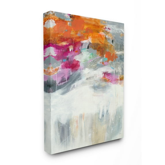 Bright Sky Grey Ground Orange and Pink Abstract Canvas Wall Art