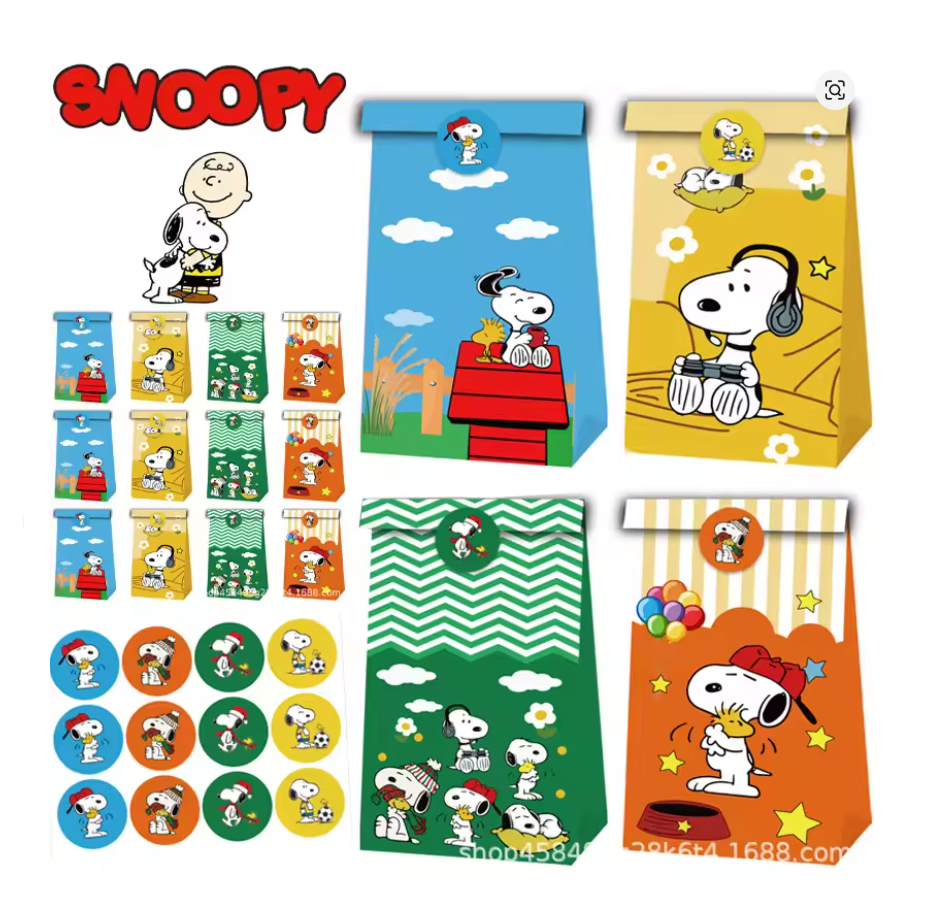 Bright Snoopy Happy Birthday Party Favor Paper Bags Recyclable 12 Bright Snoopy Happy Birthday Party Favor Paper Bags Recyclable 12