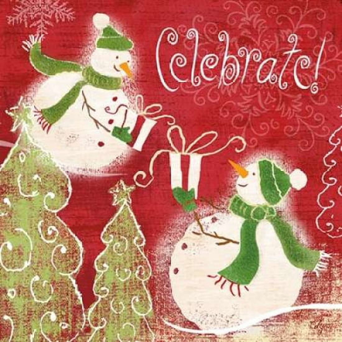 Bright Snowmen II Canvas Art - Rebecca Lyon (24 x 24)