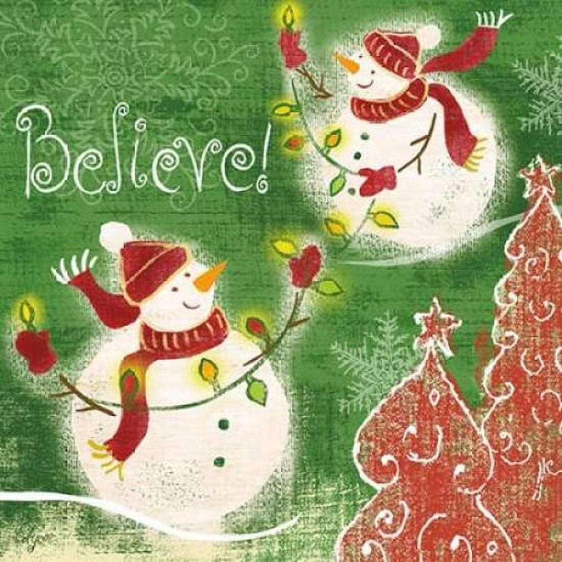 Bright Snowmen IV Canvas Art - Rebecca Lyon (24 x 24)