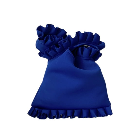 Bright Solid Color Armpit Bag for Women Large Capacity Single Shoulder Bag Fashion Pleated Ruffle Underarm Handbag Purse