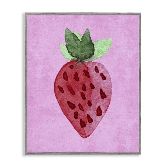 Stupell Industries Bright Speckled Strawberry Gray Framed Giclee Art, design by Camila Juncos, 30 x 24