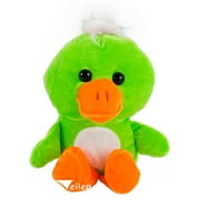 VEIL ENTERTAINMENT Bright Spring Easter Duck Basket Gift Filler Soft 9"T Plush Animal, Green Orange