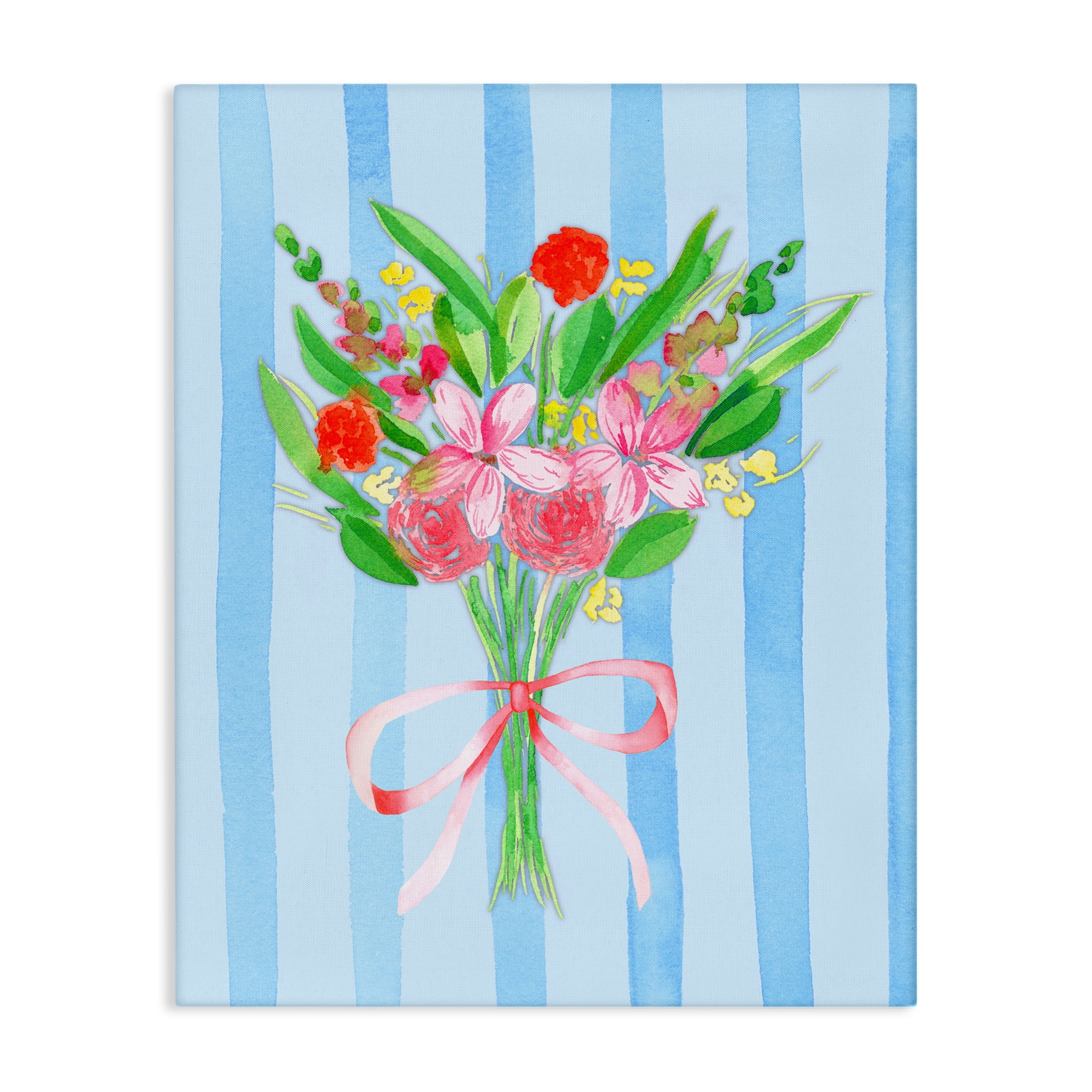 Bright Springy Bouquet Stripes Canvas Wall Art, design by Nina Jacobs