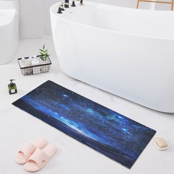 Bright Star in Sky Bath Mat 39x20 Non-Slip Bathroom Rugs Absorbent Soft Plush Quick Dry for Tub Shower Kitchen Home Decor