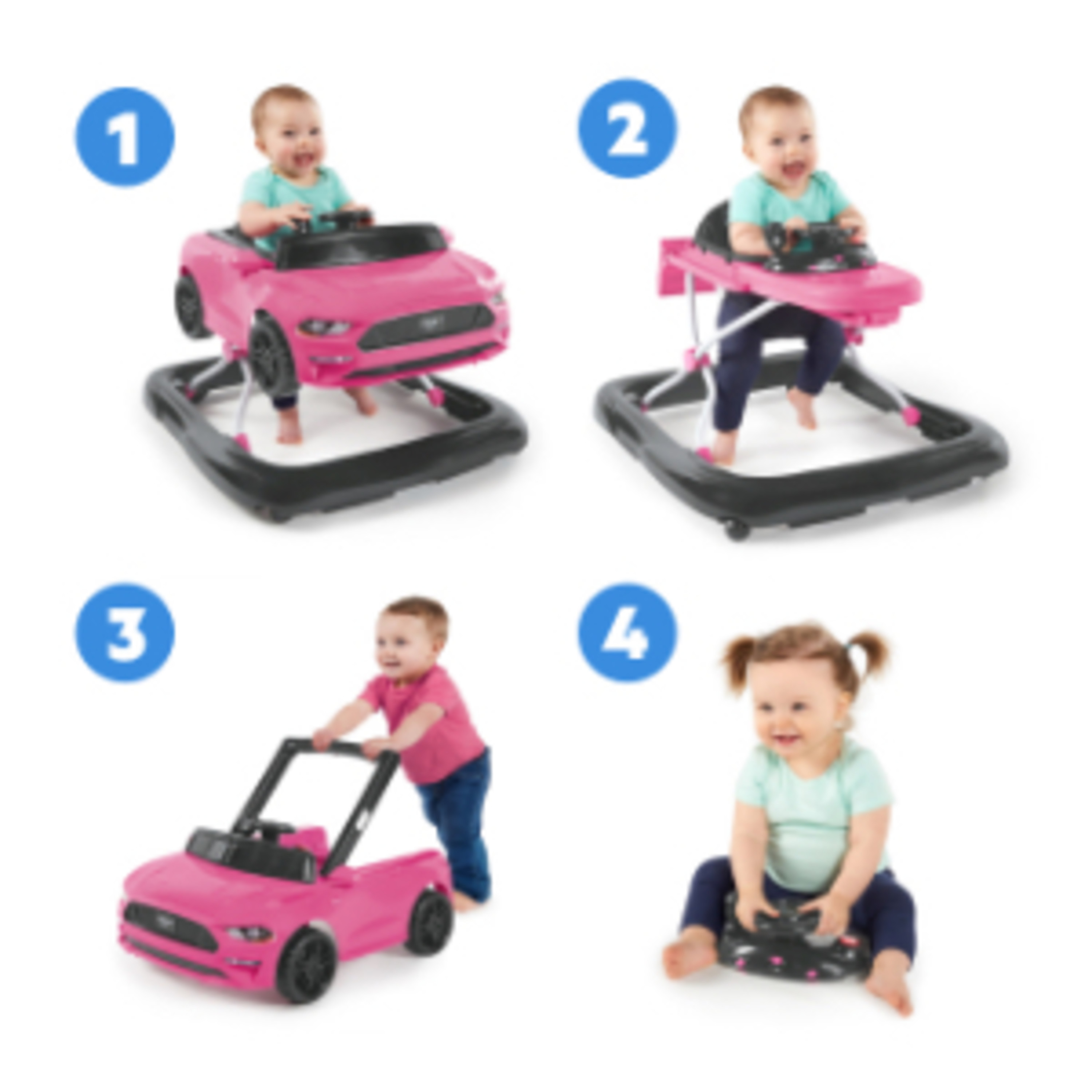 Bright Starts 3 Ways to Play Ford F-150 Baby Walker with Activity Station, Pink - image 1 of 20