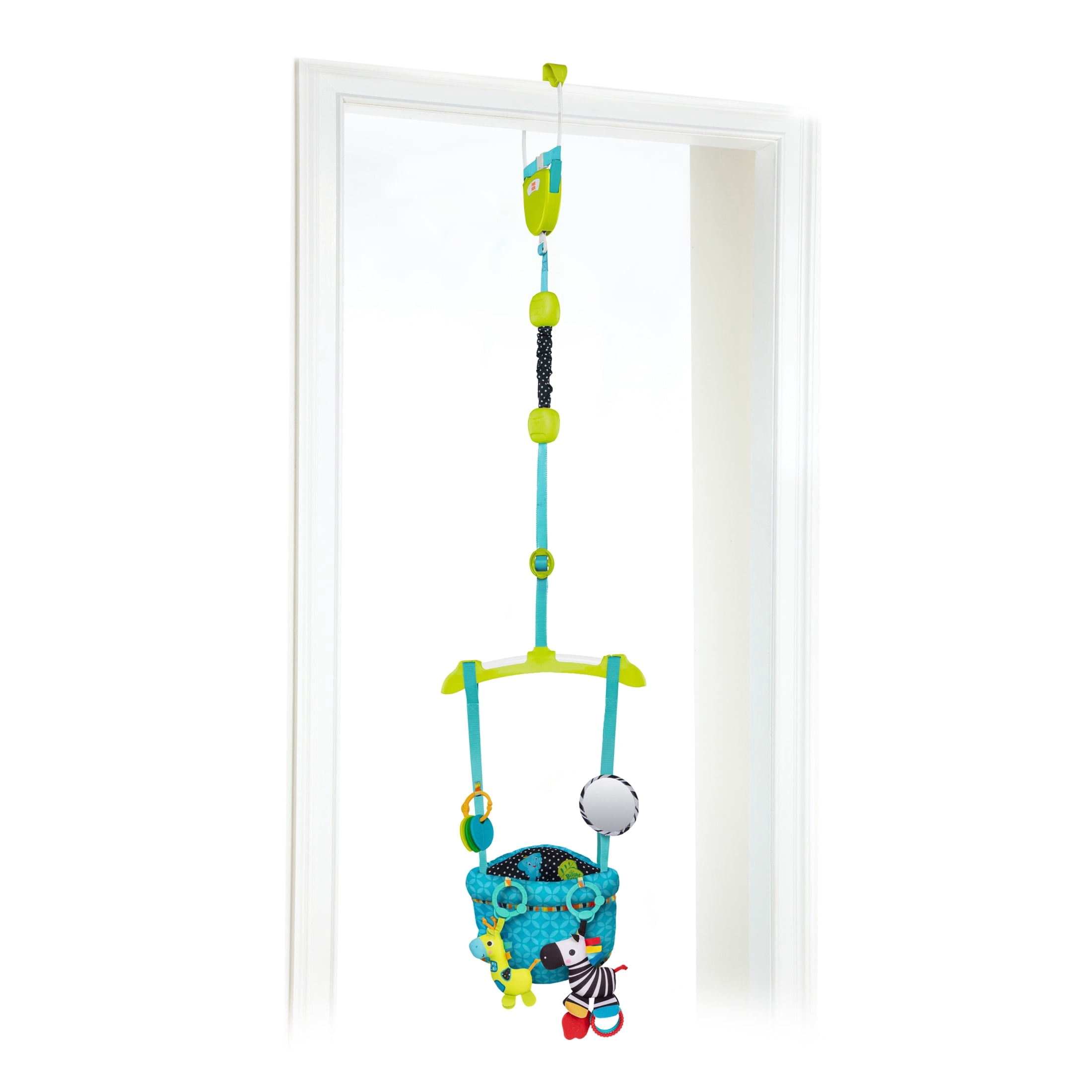 Bright Starts Bounce and Spring Deluxe Door Jumper with Take-Along Toys for Ages 6 Months and Up