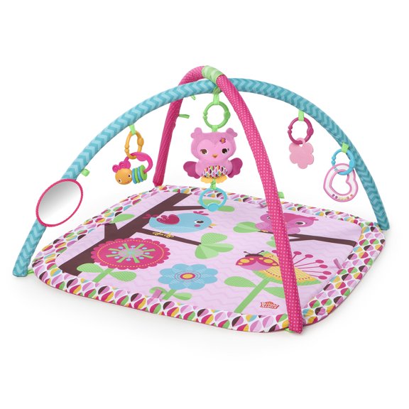 Bright Starts Charming Chirps Activity Gym and Play Mat with Take-Along Toys, Ages Newborn +