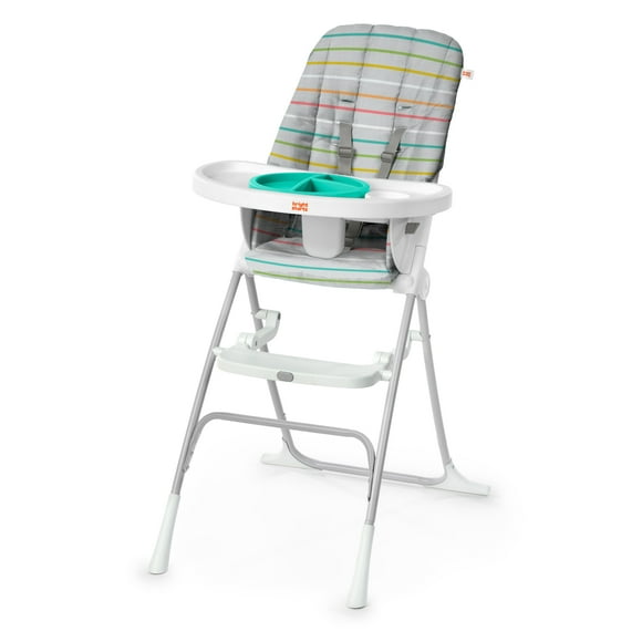 Bright Starts Dine Delight Compact Folding High Chair with 3-Section Plate, Unisex, Infant to Toddler