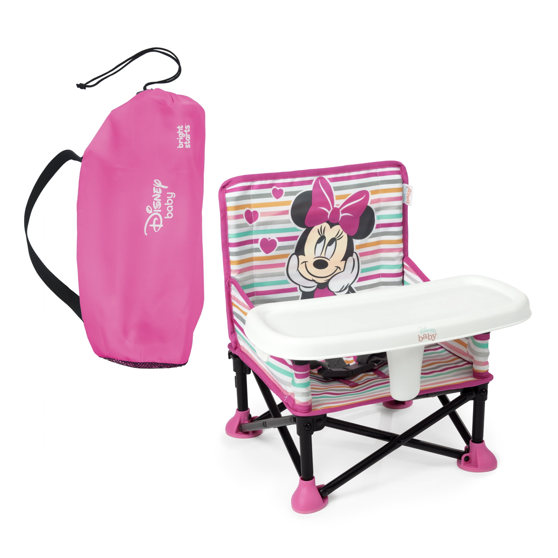Bright Starts Disney Baby Pop 'N Sit Portable Booster, Minnie Mouse, Infant to Toddler