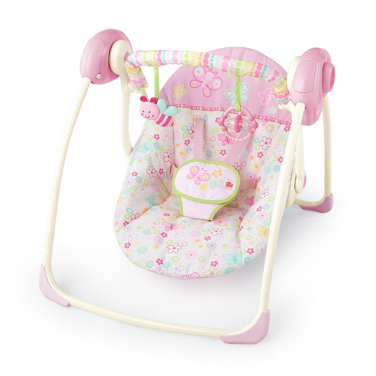 Bright starts pretty in pink butterfly cutouts portable swing 2025