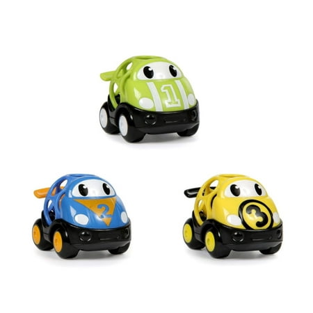 Bright Starts Go Grippers Push Vehicles – Race Car 3 Piece Set, Ages 6 months +