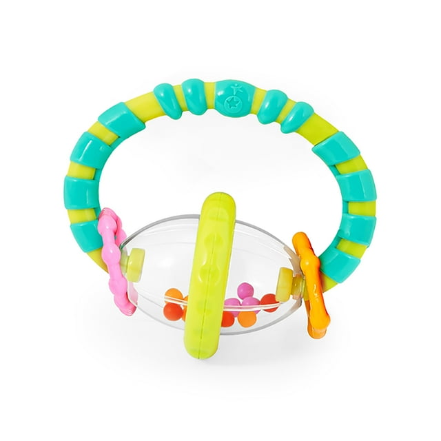 Bright Starts Grab and Spin Baby Rattle and BPA-Free Teether Toy, Ages 3 Months+