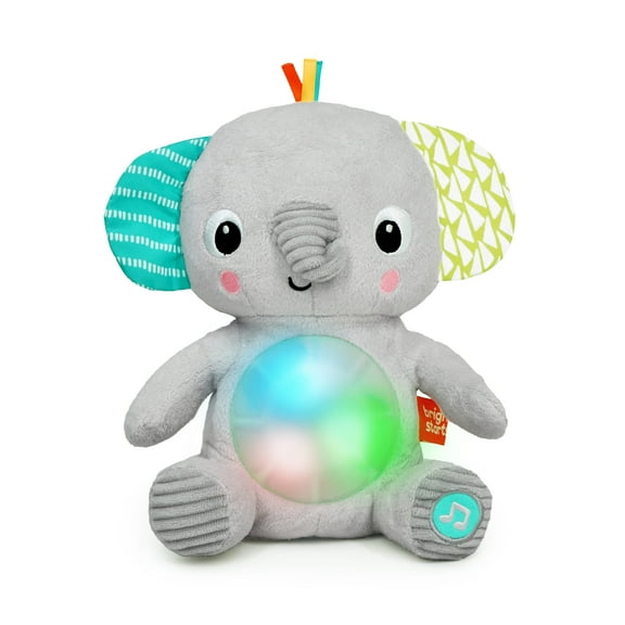 Bright Starts Hug-a-Bye Baby Elephant Stuffed Animal Dual-Mode Soft Toy Soother, Gray