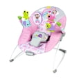 thumbnail interactive-video image 1 of Bright Starts Pink Paradise Portable Baby Bouncer with Vibrations, Newborn, Unisex, 1 of 18