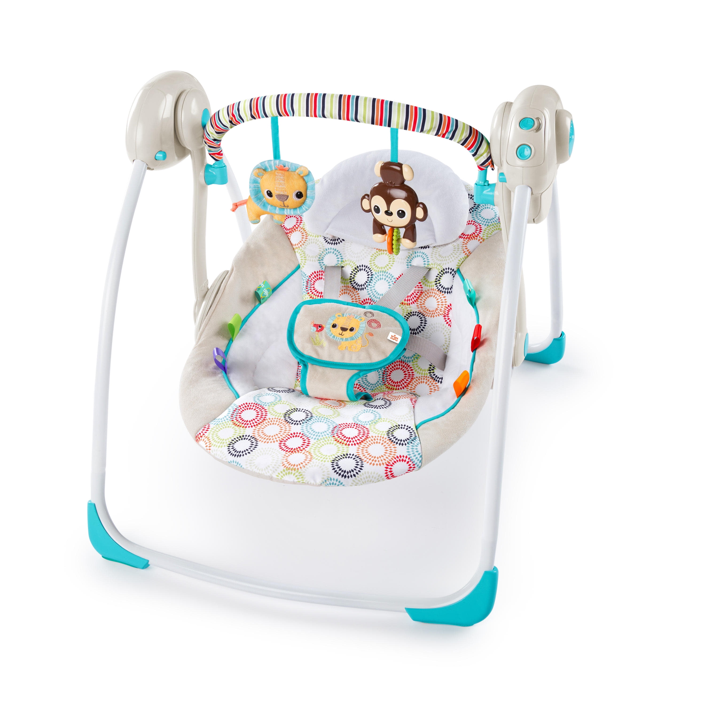 Bright Starts Whimsical Wild Portable Compact Baby Swing with Taggies,  Unisex, Newborn and up