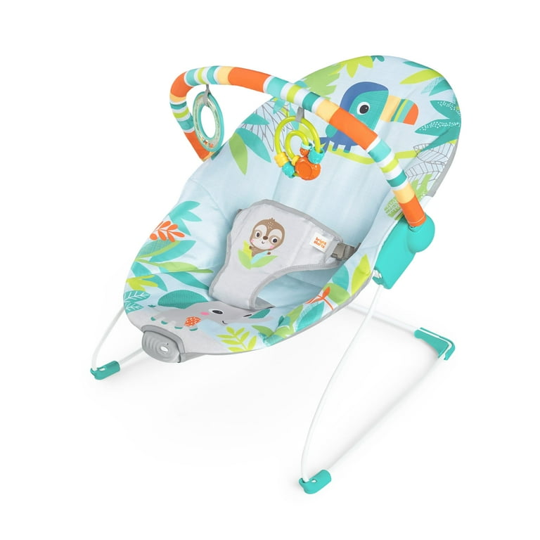 Bright Starts Baby Infant Rainforest Vibes Vibrating Bouncer with 