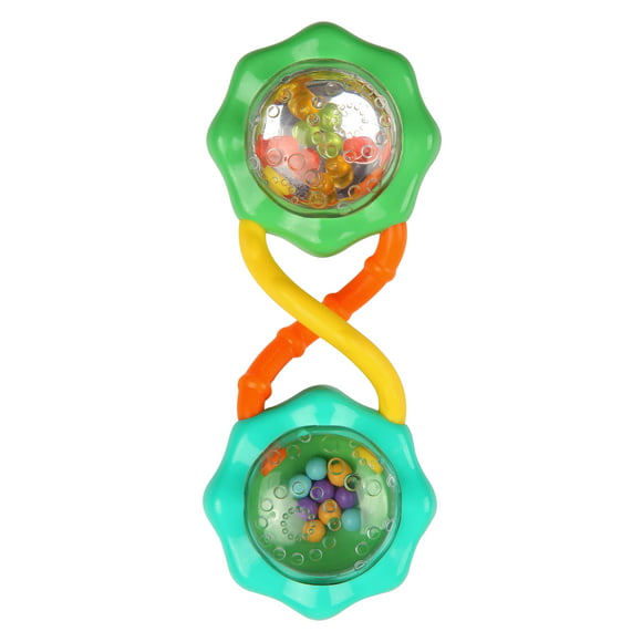 Bright Starts Rattle & Shake BPA-Free Baby Barbell Toy, Green, Ages Newborn+