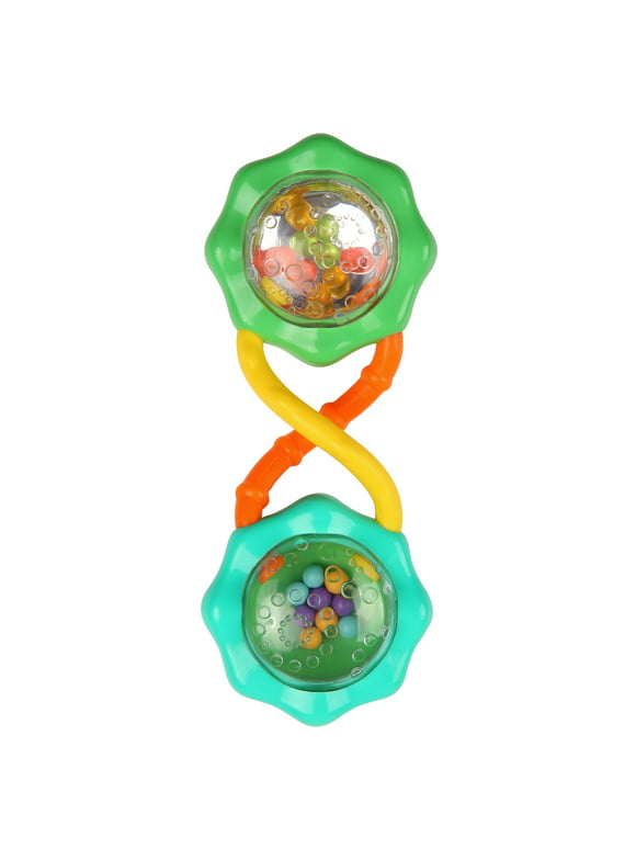 Bright Starts Rattle & Shake BPA-Free Baby Barbell Toy, Green, Ages Newborn+