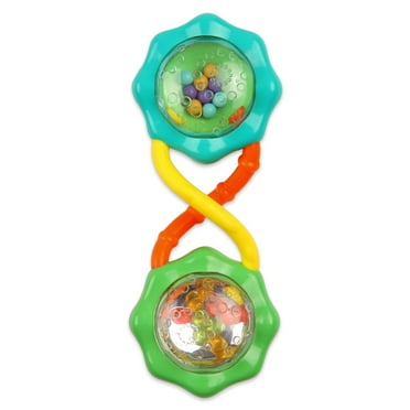 Bright Starts Rattle & Shake BPA-Free Baby Barbell Toy, Green, For Ages Newborn +