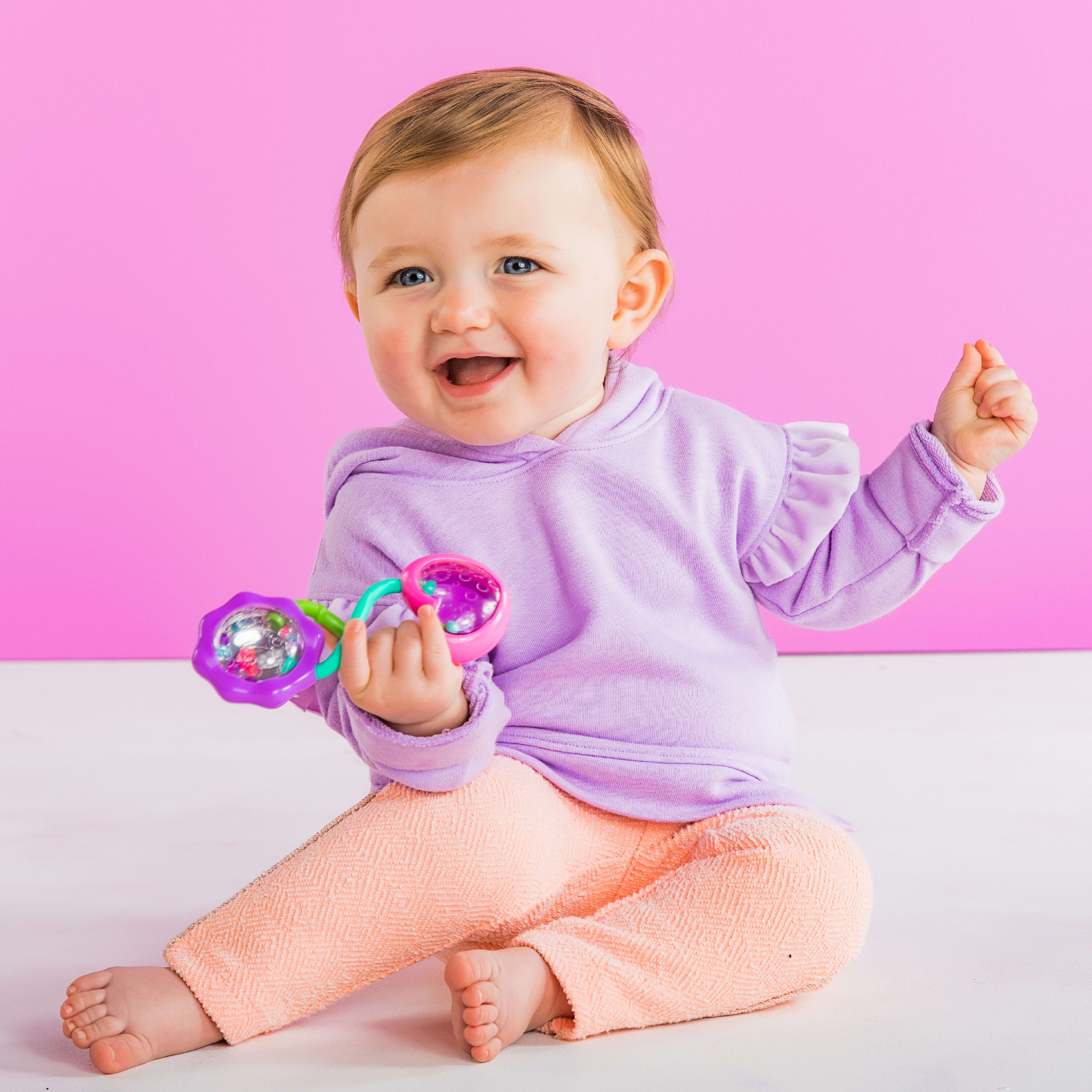 Bright Starts Rattle & Shake BPA-free Baby Barbell Toy, Pink, Ages 3 Months+ - image 1 of 5
