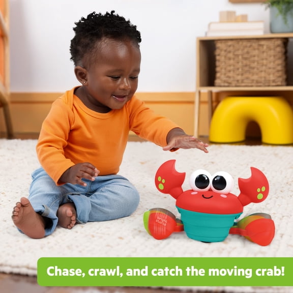Bright Starts Rockin’ Crawling Crab Interactive Musical Baby Toy, Red, Unisex, Infant