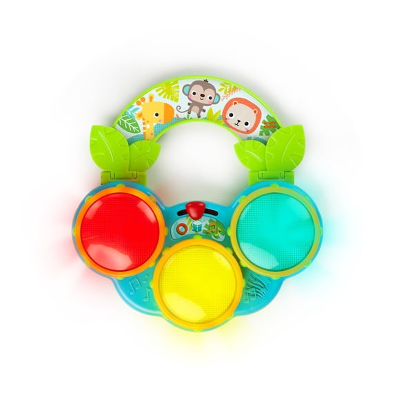 Bright Starts Safari Beats Musical Drum Toy with Lights, Ages 3 Months +, Infant and Toddler, Unisex
