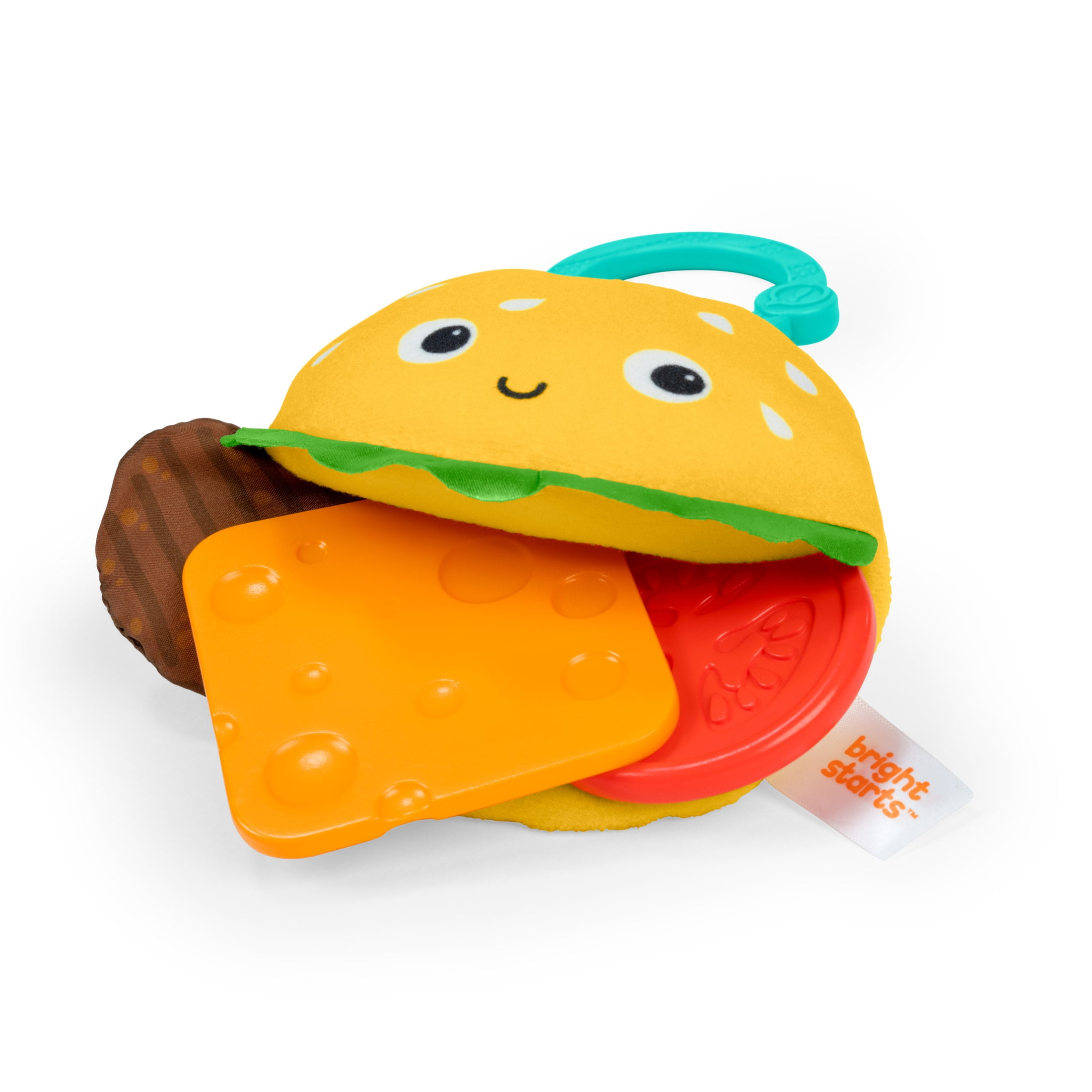 Bright Starts Say Cheeseburger on the Go Teether Toy, Unisex, Infants Ages 3 Months+