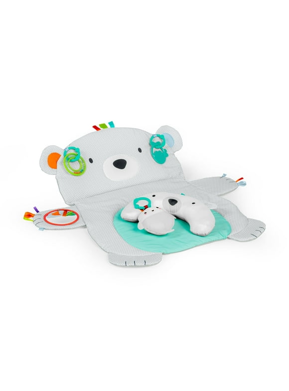 Bright Starts Tummy Time Prop & Play Baby Activity Mat for Infants, Polar Bear, Unisex