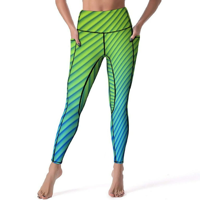 Bright Striped Leggings Colorful Stripes Print Fitness Yoga Pants Push Up Stretch Sports Tights Pockets Elegant Design Leggins Walmart