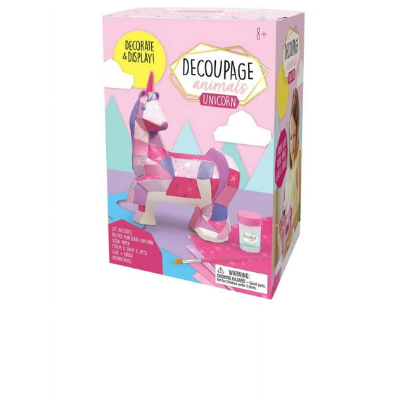 Bright Stripes Decoupage Animals Unicorn - Ceramic Decorating Kit for Kids