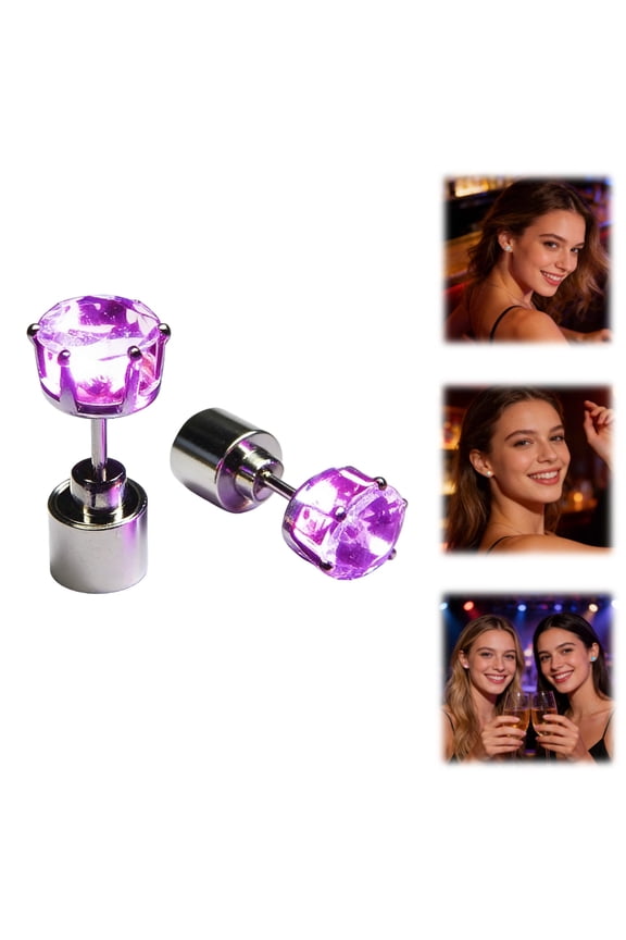 Bright Stylish Glow Earrings, Light Up Stud Earrings, Led Stud Earrings, Glowing Light Up Earrings for Women, Diamond Crown Ear Drop Pendant Stud Stainless Green