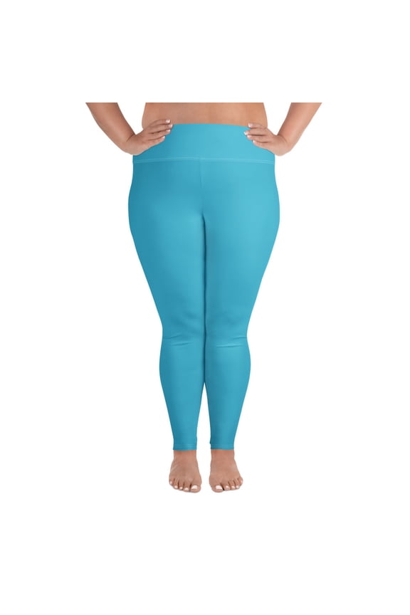 Bright Summer Sky , Blue Plus Size Leggings, Blue Leggings for Plus Size, Big Size Blue Leggings, Blue Leggings for Big Women